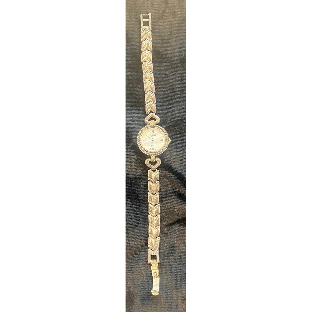 Badavici Silver Tone Chevron Heart Link Bracelet Watch Japan Movt‎ Quartz